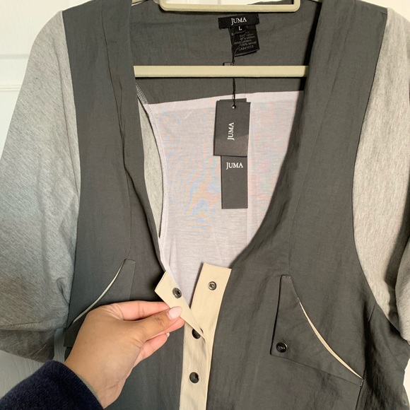 Juma Grey Snap Front Jacket Top Cardigan - Picture 3 of 3